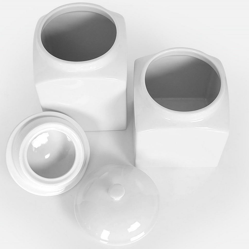 52 Oz small and 66 Oz large white ceramic pet urns with removable air-tight lids