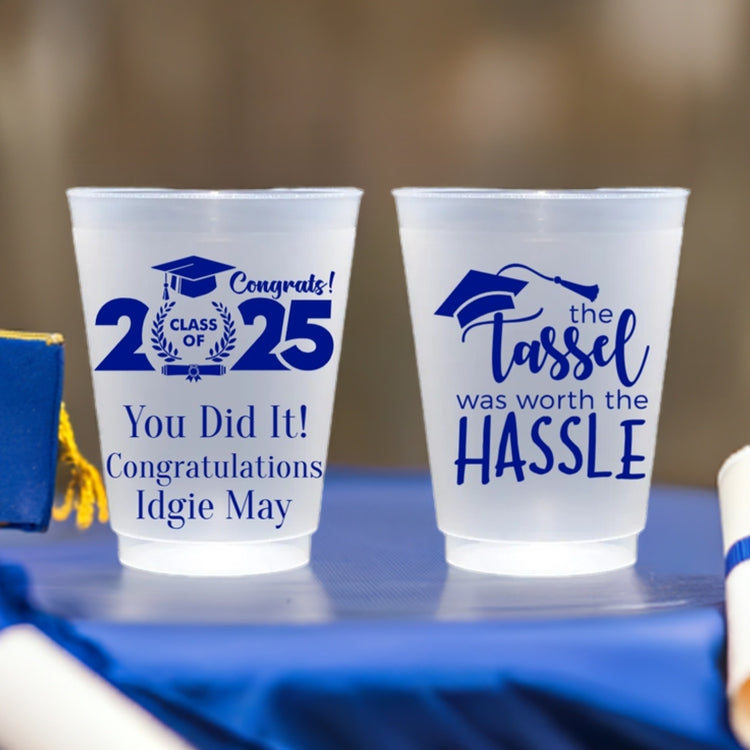 Tippytoad 16 oz personalized frosted graduation party cups with 2025 and congratulatory messages