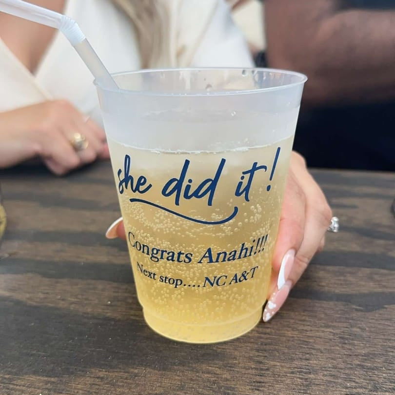 16 oz personalized frosted graduation party cups with she did it design and custom name