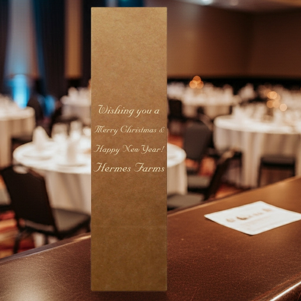 Tippytoad kraft wine bottle bag in banquet setting custom printed Christmas wine bottle gift boxes