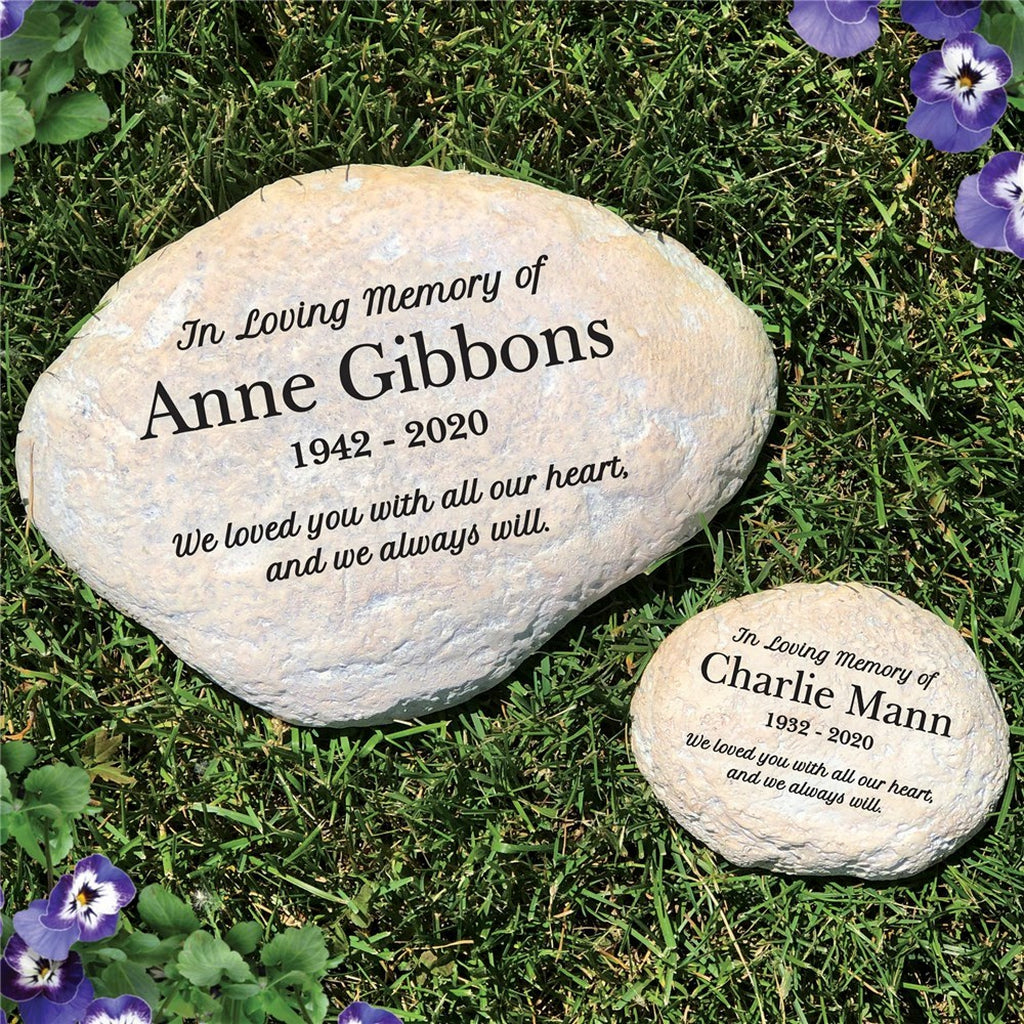 In loving memory personalized memorial garden stone with custom engraved names and dates
