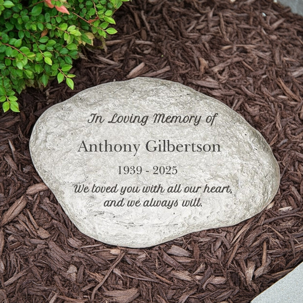 In loving memory personalized memorial garden stone with custom engraved tribute