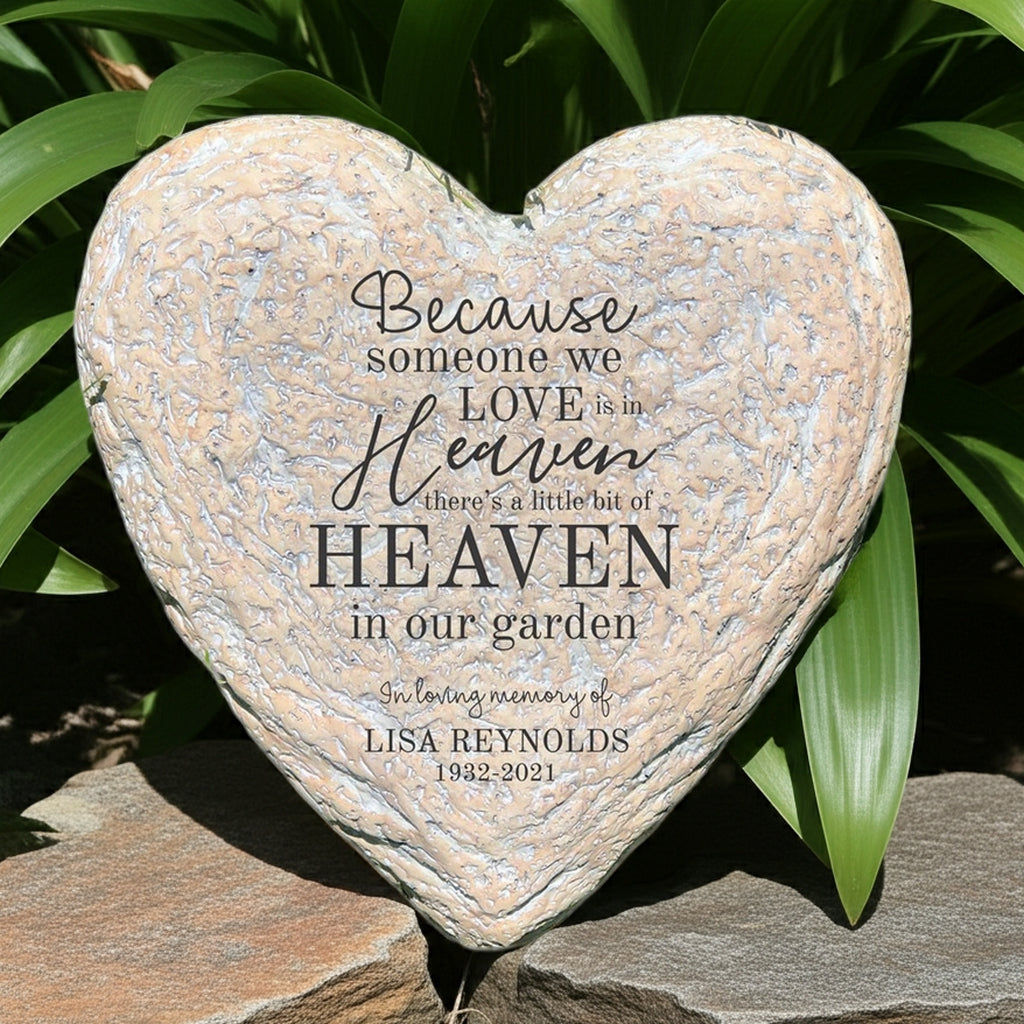 Heaven in our garden personalized heart memorial garden stone with loving memory inscription