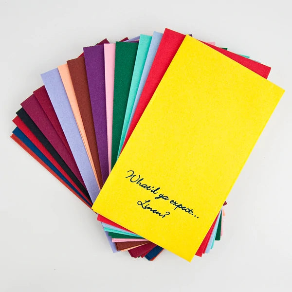 custom printed disposable linen like guest hand towel napkins in available color options