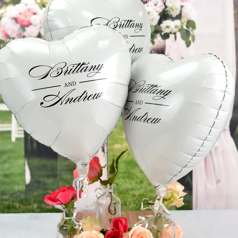 Heart shape Mylar balloon decorations custom printed for wedding