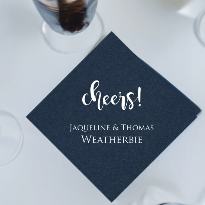 Custom printed premium disposable linen feel wedding beverage napkins