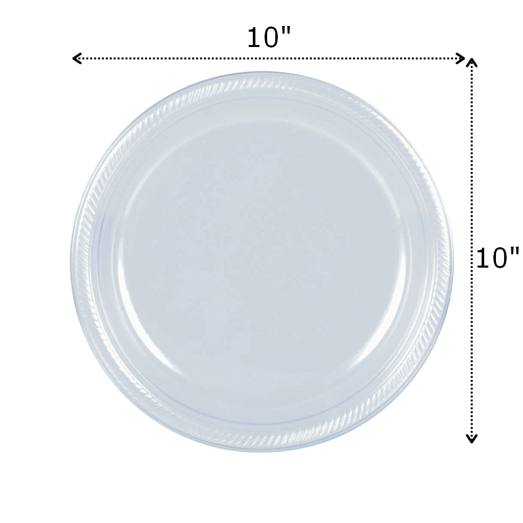 Clear Tippytoad disposable top view plate with measurement arrows and personalized 10 inch plastic halloween dinner plates
