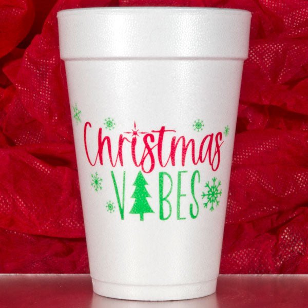 Christmas Vibes Pre-printed 16 oz. foam holiday party cups