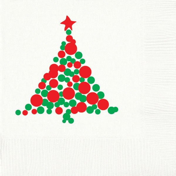 Christmas Tree Dots pre-printed holiday party cocktail, appetizer and dessert napkins