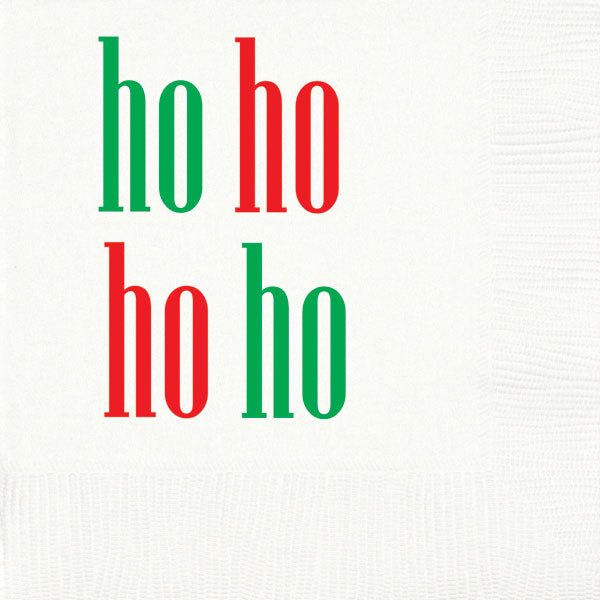 ho ho ho ho pre-printed holiday party cocktail, appetizer and dessert napkins