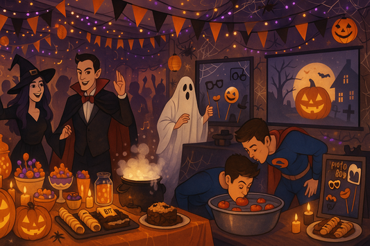 Colorful Halloween party ideas showcasing decorations, costumes, and festive treats for celebration