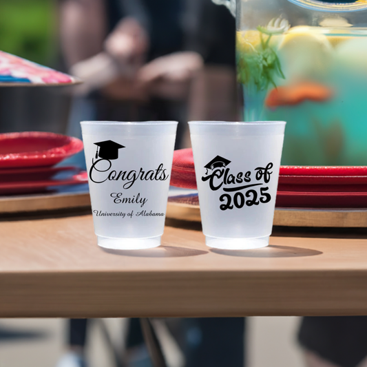 Personalized graduation cups featuring congratulatory designs for an  unforgettable celebration