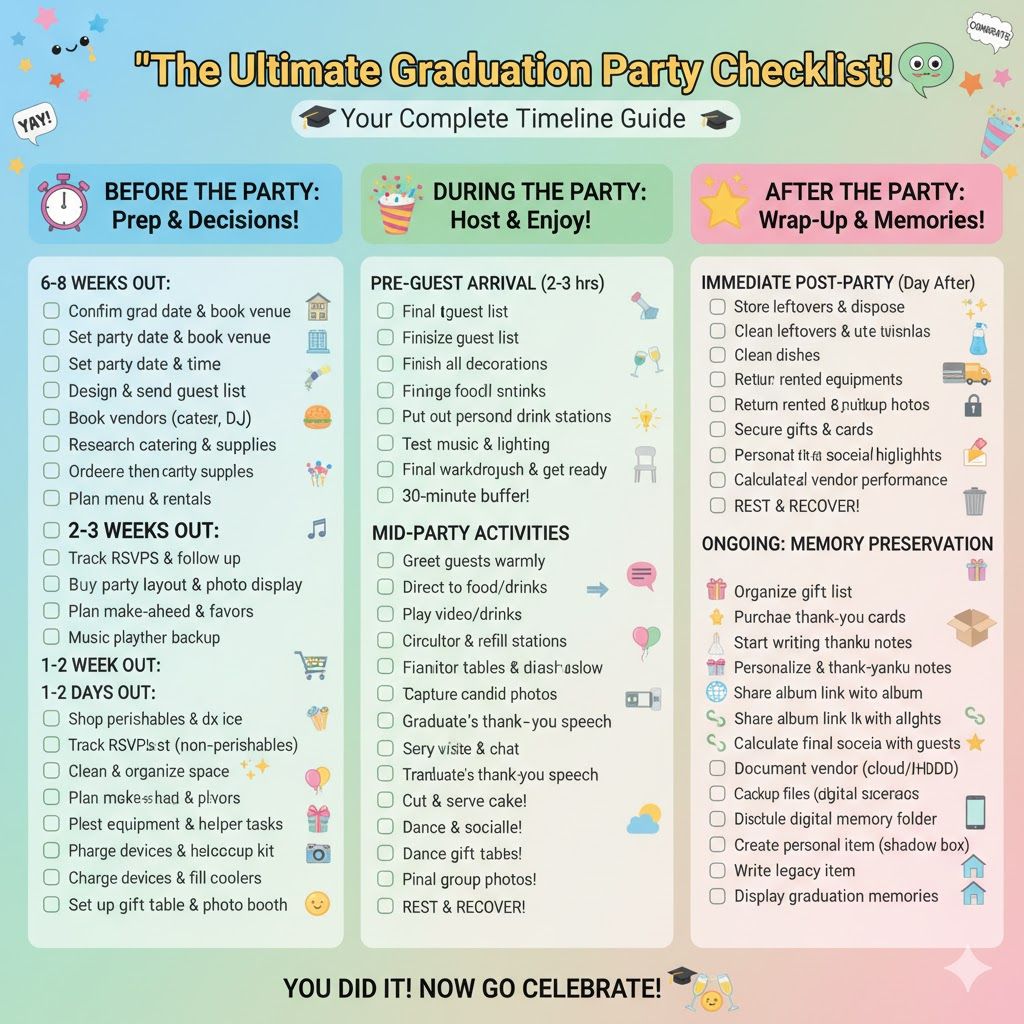 Ultimate Graduation Party Checklist with Timeline | Just Copy & Use