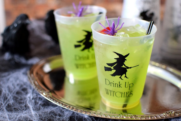 Halloween cups personalized for party favors, drinks, cocktails and desserts