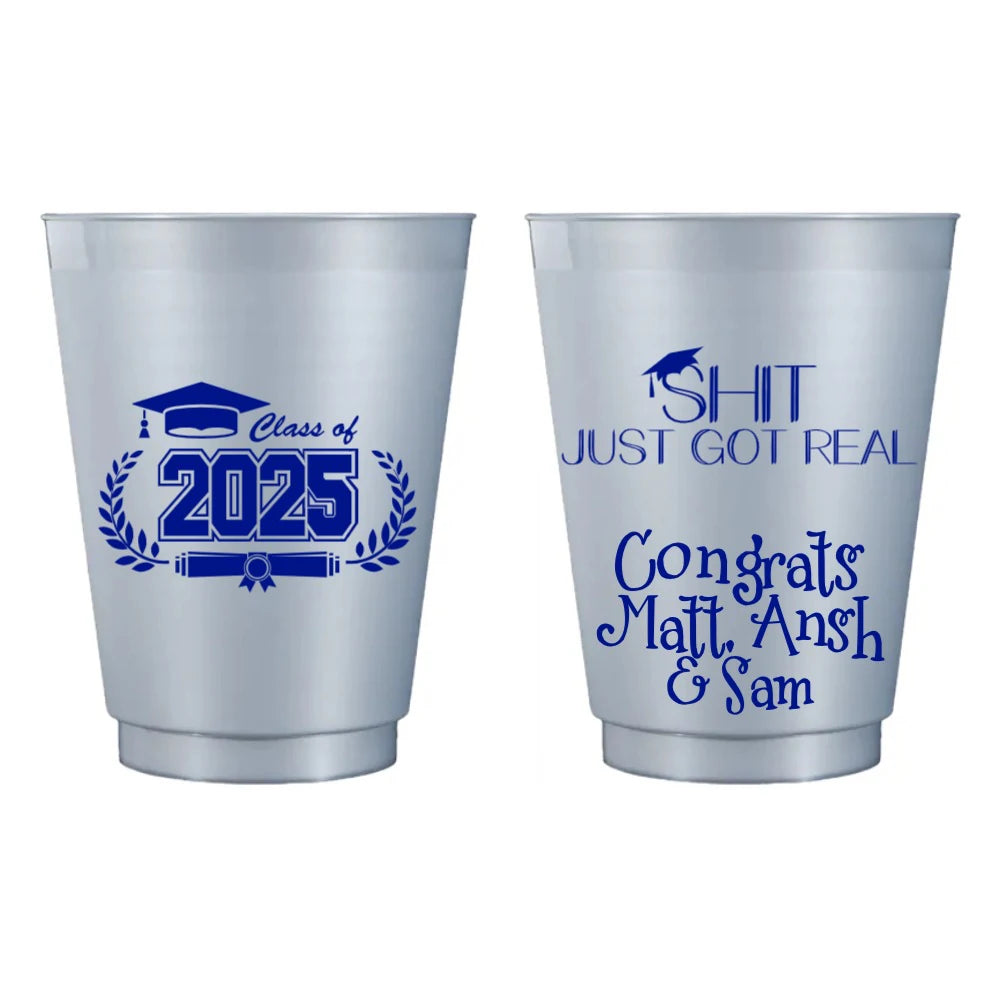 Class of 2025 cups for graduation party drink favors