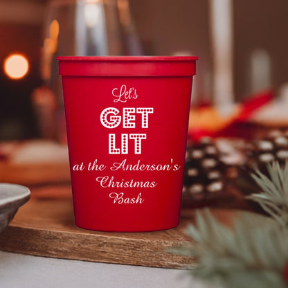 Tippytoad red christmas party stadium cups with festive design for holiday celebrations