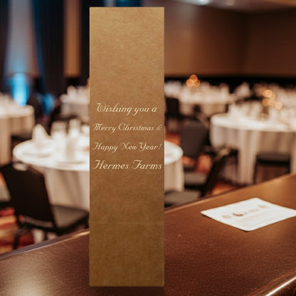 Tippytoad kraft wine bottle bag in banquet setting custom printed Christmas wine bottle gift boxes