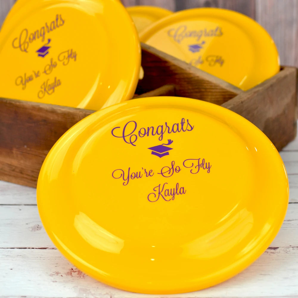 Personalized 9 1/4-Inch Plastic Flying Discs for Graduation