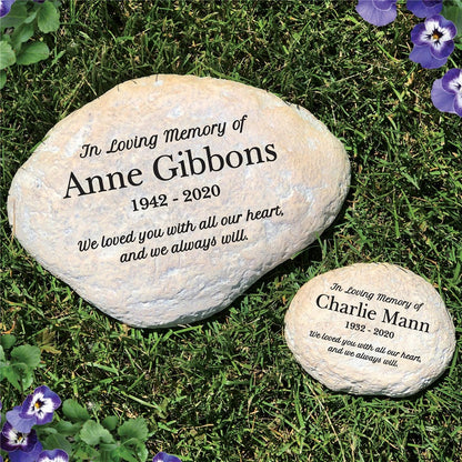 In loving memory personalized memorial garden stone with custom engraved names and dates