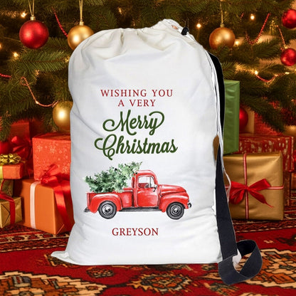 Personalized Pro Gift Source Santa Sack with Red Truck Design for Christmas Gifts