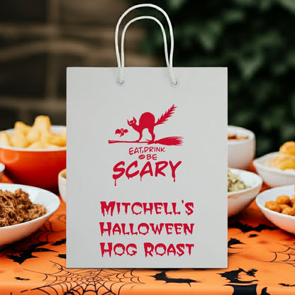Tippytoad Halloween gift bags featuring a spooky design for Halloween parties