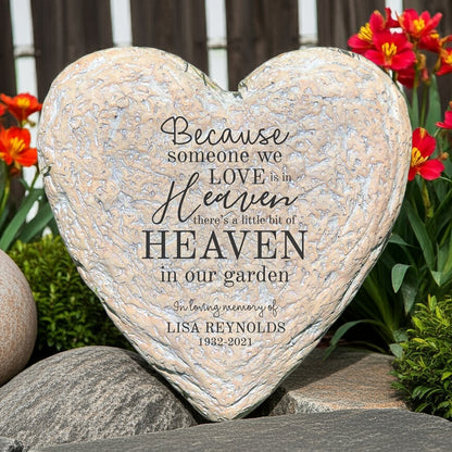 Heaven in our garden personalized heart memorial garden stone with custom engraving