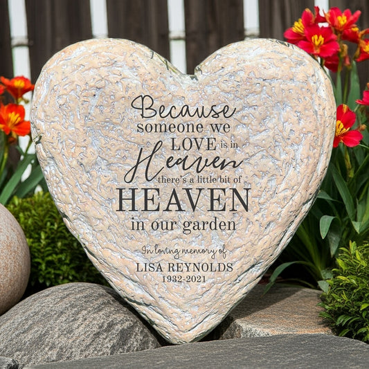 Heaven in our garden personalized heart memorial garden stone with custom engraving