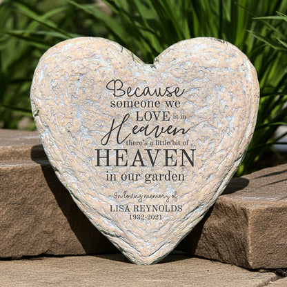 Heaven in our garden personalized heart memorial garden stone with engraved loving memory message
