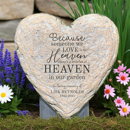 Heaven in our garden personalized heart memorial garden stone with engraved loving memory text