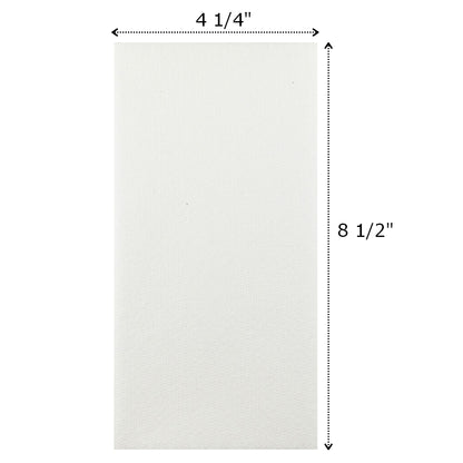 1/8 Fold luxury linen feel dinner napkins measure 8.5 inches long by 4.25 inches wide