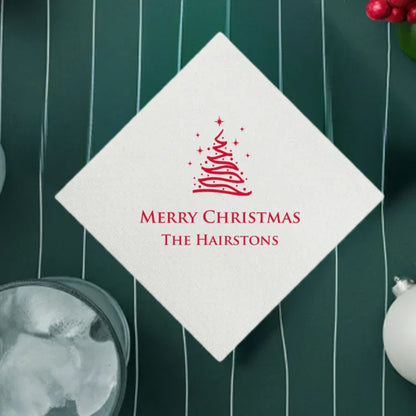 Personalized Luxury Linen Feel Christmas Cocktail Napkins