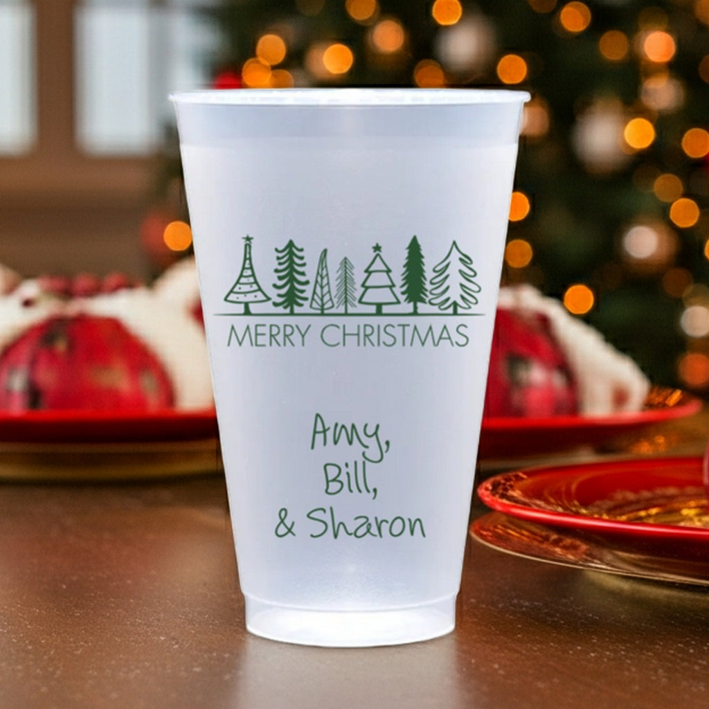 Personalized 20 Oz Frosted Plastic Christmas Cups
