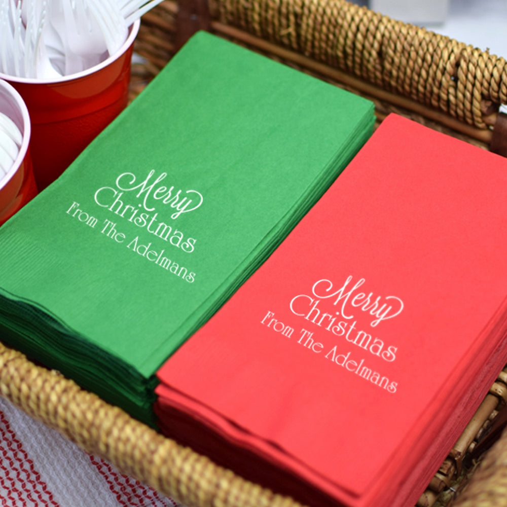 Personalized paper Christmas guest hand towel dinner napkins