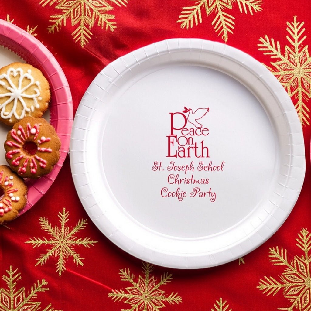 Tippytoad paper christmas plates featuring festive design for holiday cookie parties