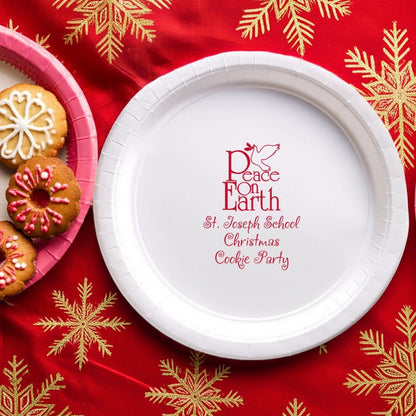 Tippytoad paper christmas plates featuring festive design for holiday cookie parties