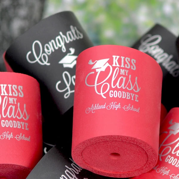 Black and silver color personalized graduation party can cooler favors 