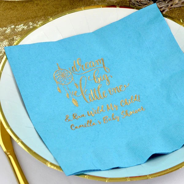 Personalized 3 Ply Paper Disposable Baby Shower Dinner Napkins