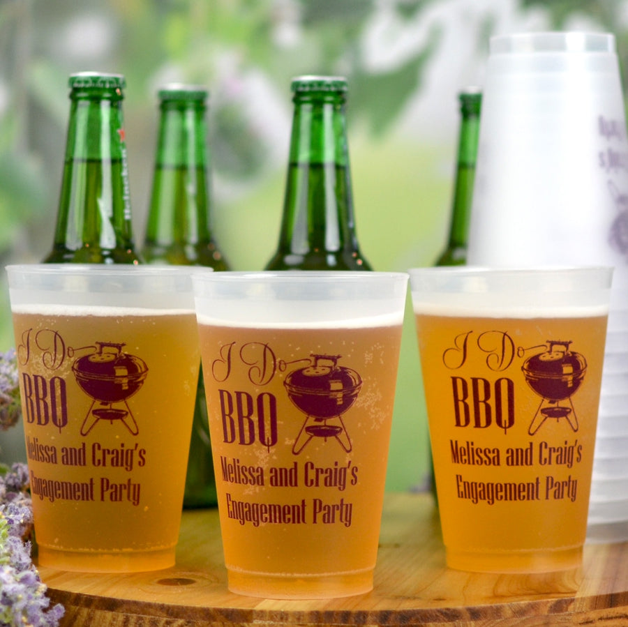 Personalized beer cups for wedding reception