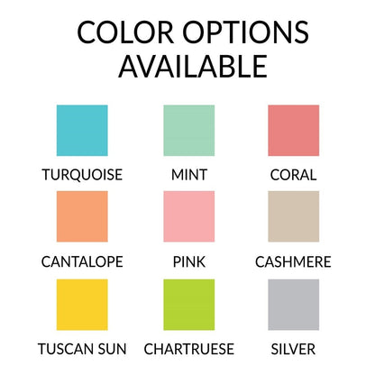 Available bag color options for laundry bag gifts personalized with bock initials and script names.
