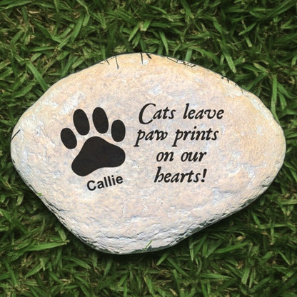 Personalized cat memorial garden stone with paw print and heartfelt message
