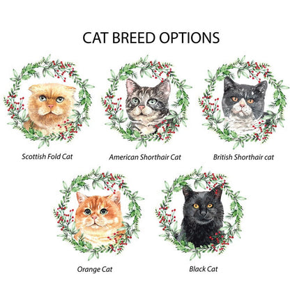 Personalized Cat Wreath Christmas mug cat breed options