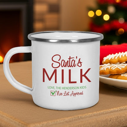 Personalized Christmas mug with Santa's Milk design and Nice List Approved message