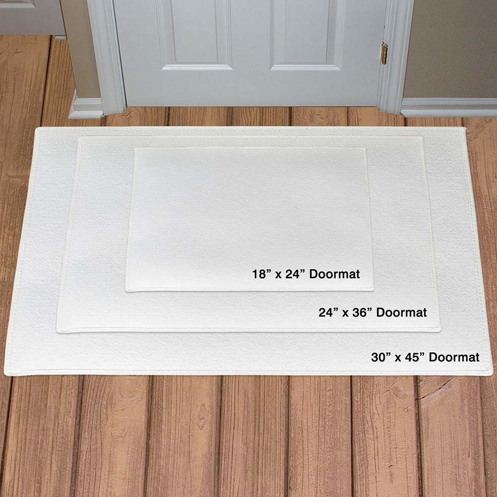Personalized doormat size options for Standard, Large, and Extra Large door mat size options