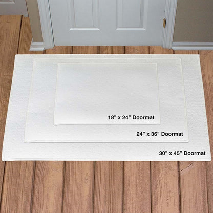 Personalized doormat size options for Standard, Large, and Extra Large door mat size options