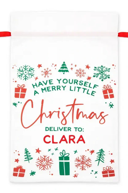 Empty have yourself a merry little Christmas Santa gift bag personalized with childs name