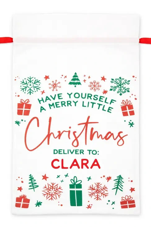 Empty have yourself a merry little Christmas Santa gift bag personalized with childs name