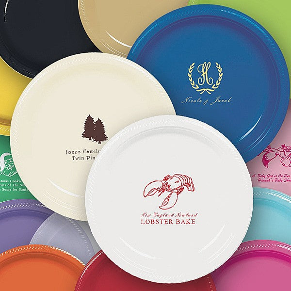 Custom printed plastic wedding dinner plates