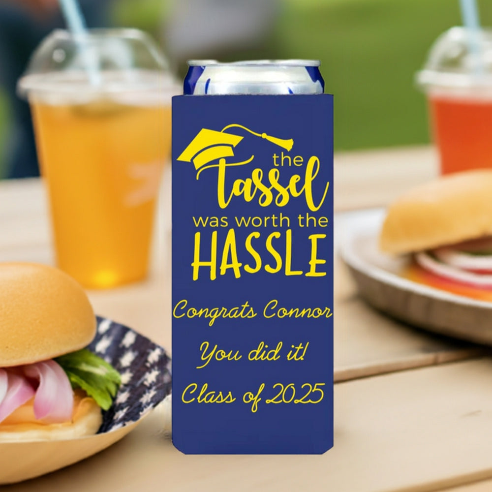 Personalized Slim Can Cooler Graduation Party Favors