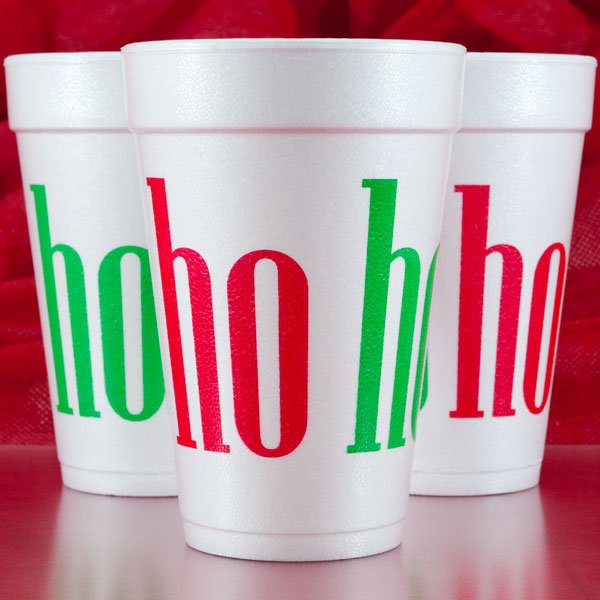 Pre-Printed Polystyrene Foam 16 Oz. Christmas Theme Holiday Party Cups