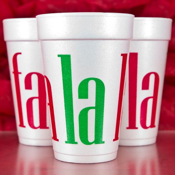 Pre-Printed Polystyrene Foam 16 Oz. Christmas Theme Holiday Party Cups